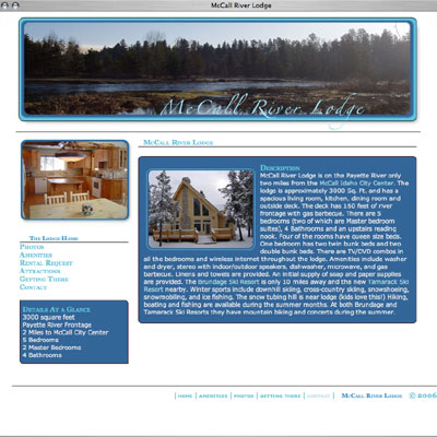 McCall River Lodge Website Screenshot